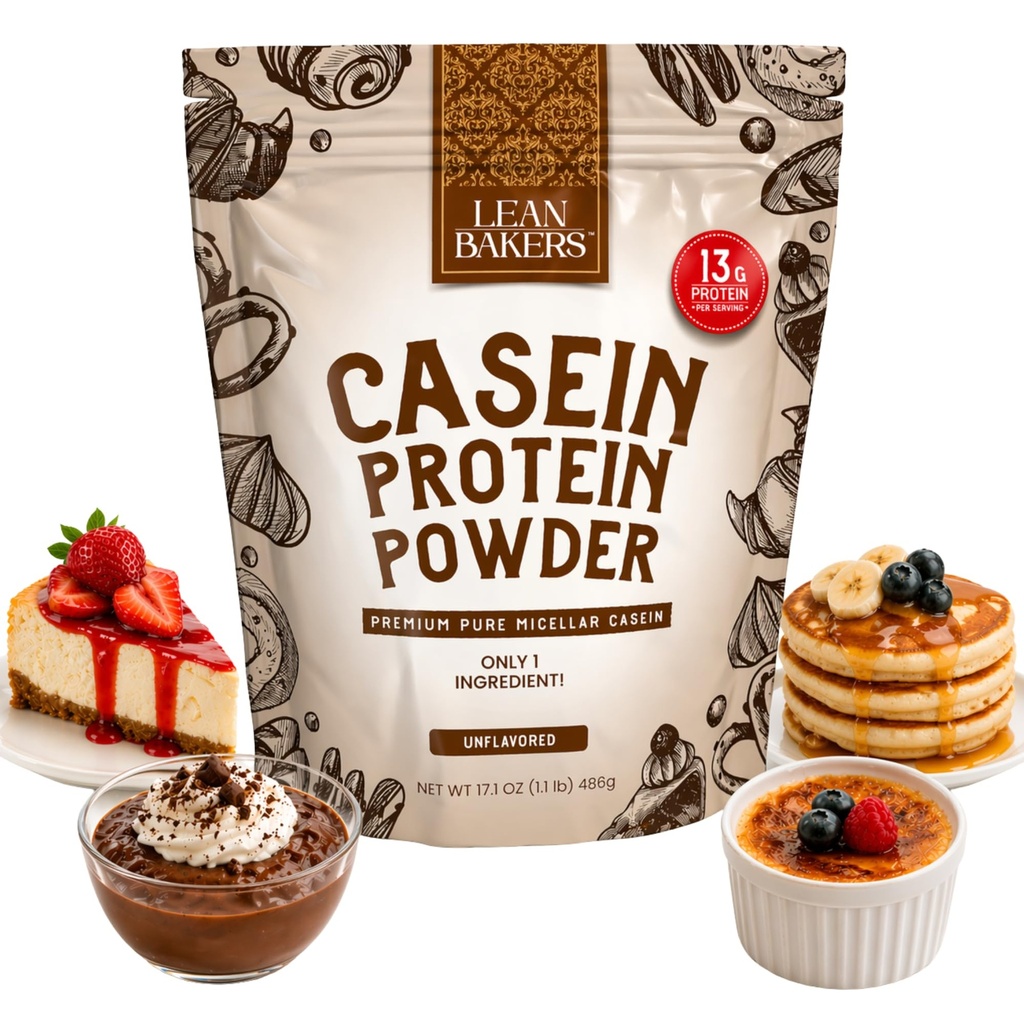 Casein Protein Powder, Pure Micellar Casein, Gluten Free, for Peking high Protein Nízke kalórií Snacks, bez sladidiel, 1.1lb