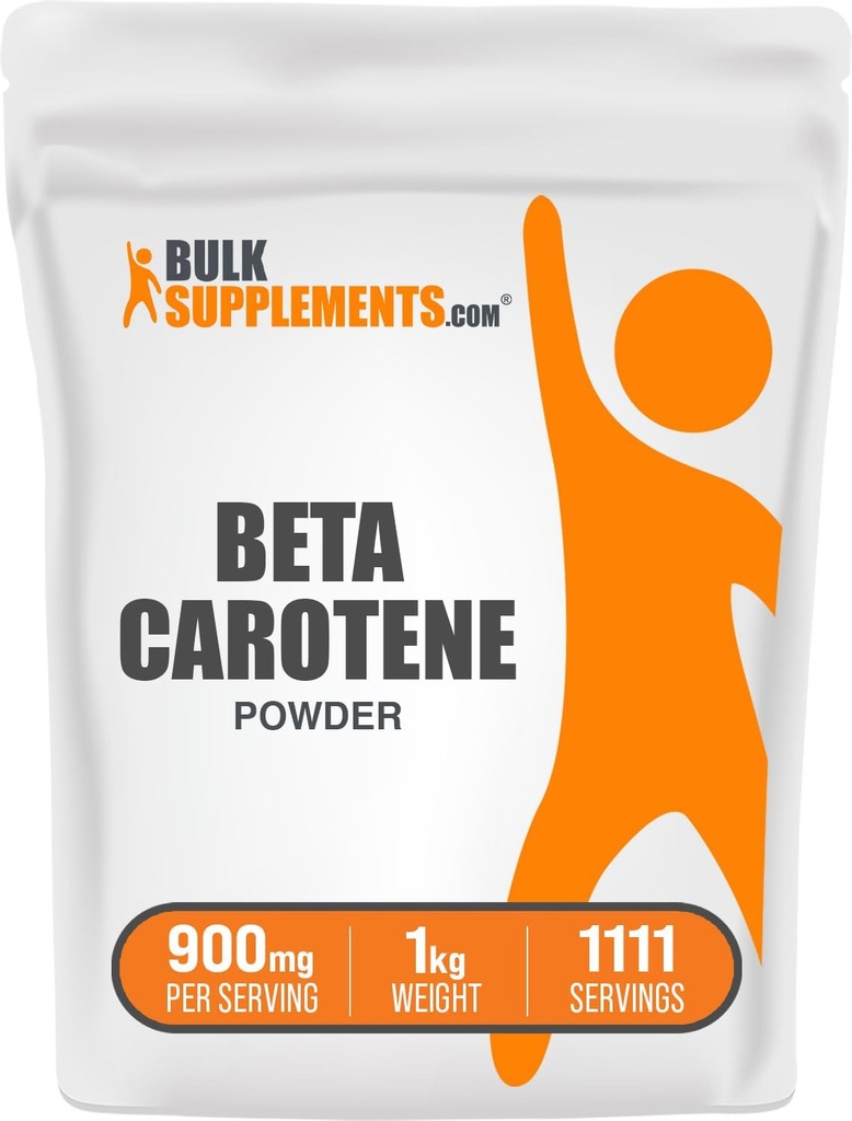 BulkSupplementments.com Beta karotén prášok - Beta karotén doplnok, vitamín A doplnok pre imunitné a vision podpora - bez lepidla, 900 mg na porciu, 1 kg (2,2 lbs) (Pack of 1)