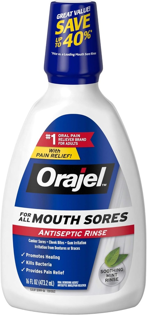 Orajel Antiseptic Mouth Sore Rinse 16 Fluid Oz