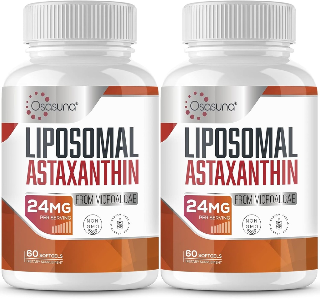Lipozomálne astaxantín doplnok 24MG, maximálna absorpcia, antioxidant silnejší ako VIT C, non-GMO a bez lepidla - 120 Softgels (4 mesiace dodávky)