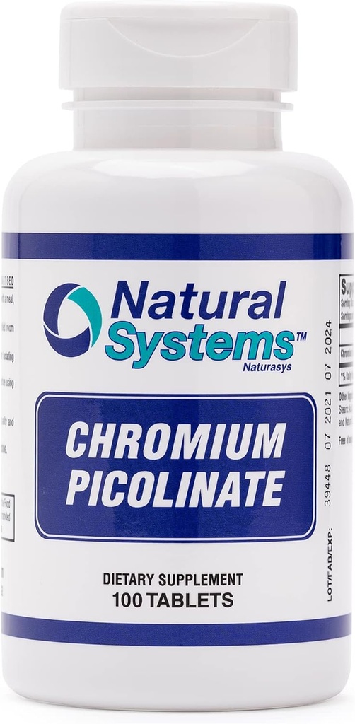 Chróm Pikolinát 200 Mcg 100 Tablety podľa prírodných systémov - Chróm Doplnky pre Active Lifestyle - Výborný Absorpcia Chróm doplnok - Necukrové chróm kapsuly