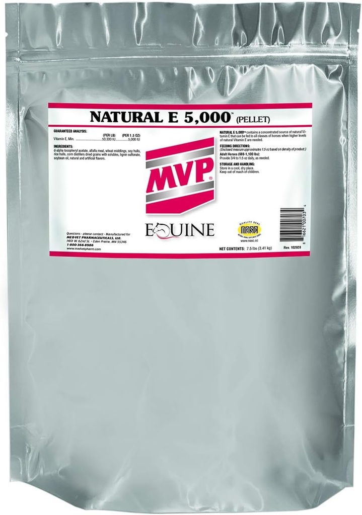 Prírodné E 5 000 (7,5 lb) Prírodná forma vitamínu E pre lepšiu biologickú dostupnosť pre kone