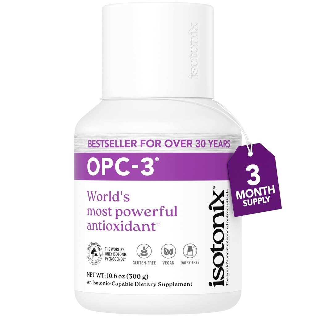 OPC-3 Izotonix - Antioxidačné doplnky - Pyknogenol, Extrakty z hroznových semien, čučoriedky, červené víno a kôra - pre podporu srdca a obehov - izotonická, veganská, bezlepková - 90 porcií