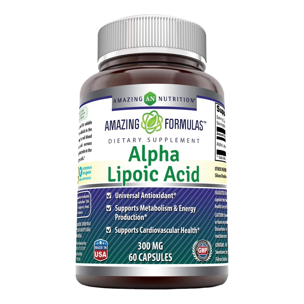 Amazing Formules Alpha Lipoic Acid 300 mg Capsules Supplement 