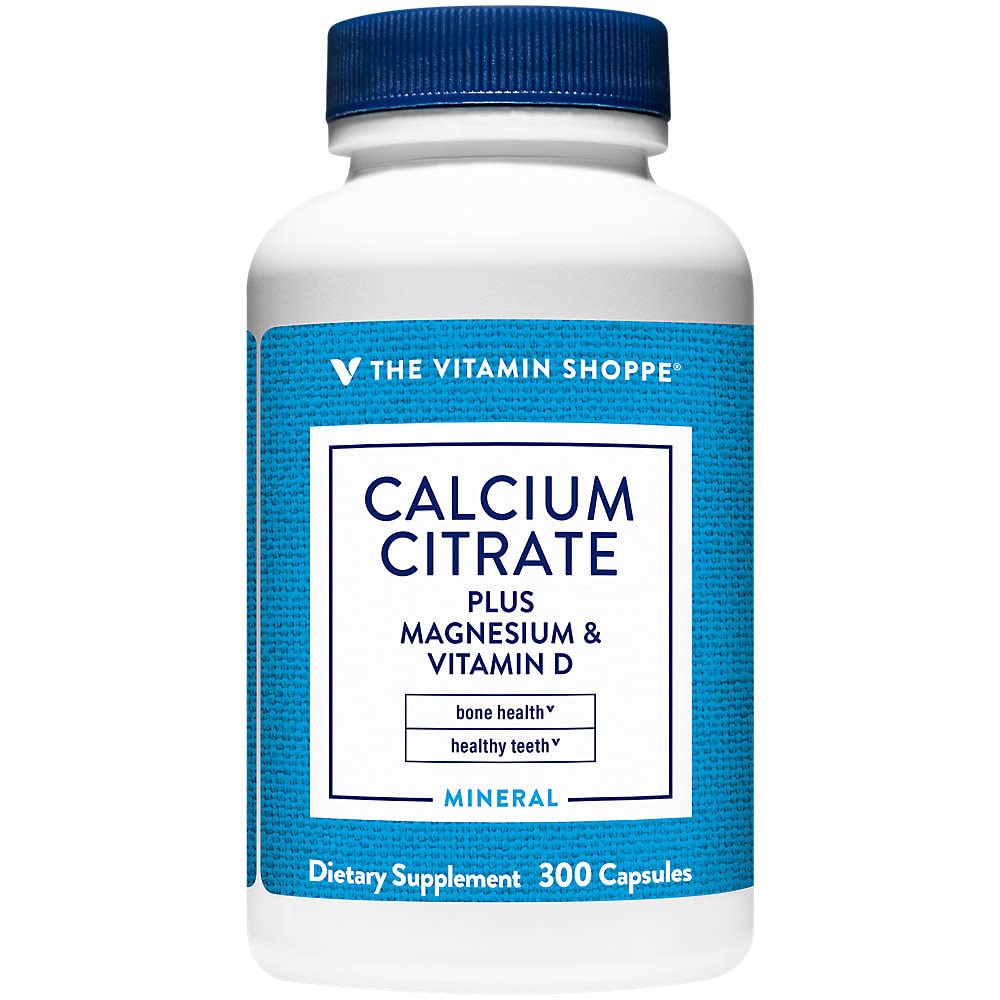 Vitamín Shoppe Vápnik Citrát+Magnézium&vitamín D,Multiminerálny doplnok pre zdravie kostí,vitamín D pomôcky Absorpcia, vápnik 999 mg, horčík 567 mg, vitamín D 612IU v dennej dávke (300 kapsúl)