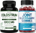 Colostrum (120 gróf) Bovine Colostrum Kapsule pre Dospelí a Glucosamine Chondroitín (60 Gummies) Spoločné doplnky pre mužov a ženy s lahodnou malinovkou Chuť - Vegan Safe & Made in USA