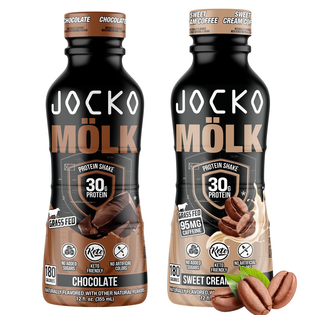 Jocko Fuel Mölk RTD Protein Shakes Bundle - Čokoláda a sladká smotana káva (24 balenia)