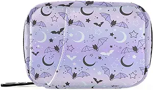 Pill box Purple Bat Moon 7 Day Pill Case Travel Pill Organizátor taška so zipsom Prenosný týždeň vitamínová medicína Supplement Holder vrecko