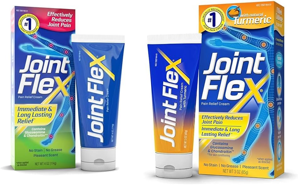 JointFlex Arthritis Pain Relief Creams, 4 Oz and 3 Oz Tubes with Turmeric and Fusome Delivery