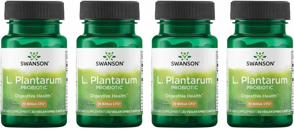 Swanson L. Plantarum - Tráviace doplnok Podpora Gastrointestinálneho Balance & Bowel Pravidelnosť - Prírodná formula pomôcť znížiť Bloating - (30 Veggie Kapsule) 4 balenie