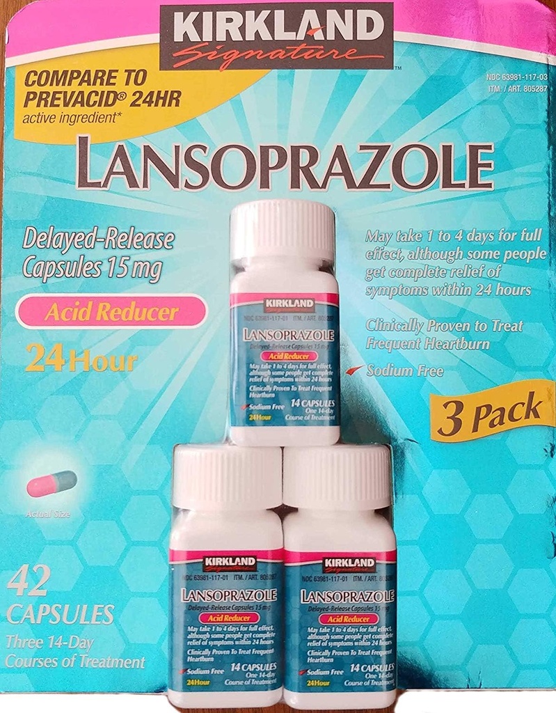 Kirkland Signature Lansoprazol 15 mg. Redukcia kyseliny, 42 kapsúl