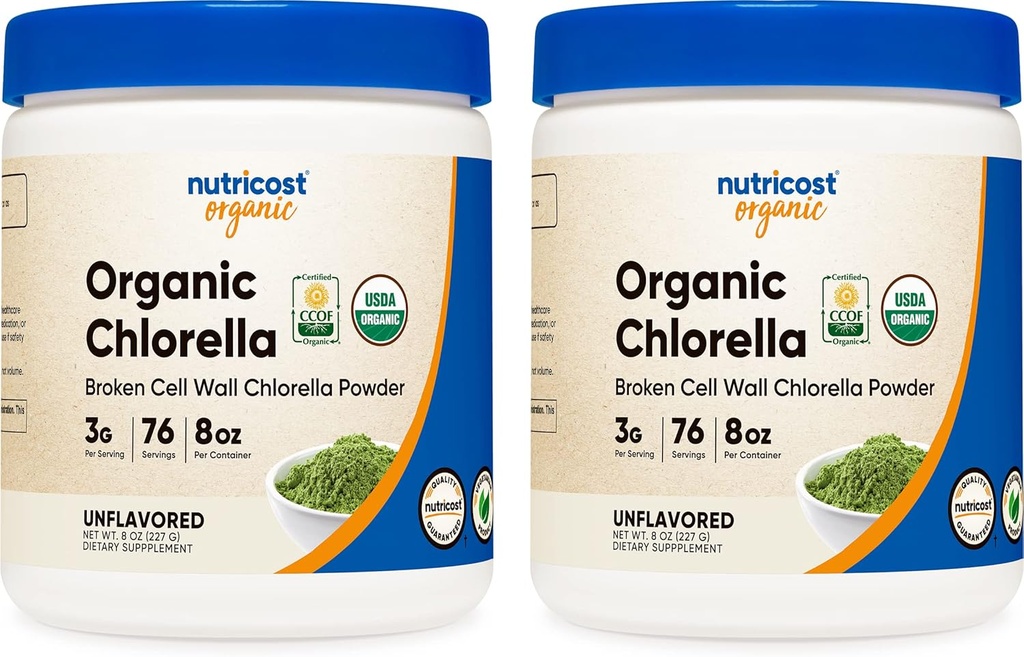 Nutricost Organic Chlórella 8oz (2 fľaše) - 3000mg na obsluhu