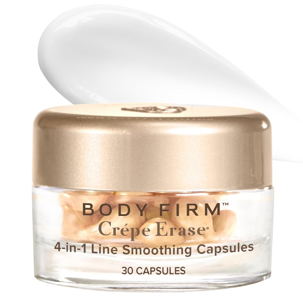Telo FIRM Crepe Erase 4-in-1 Line Vyhladzovanie Kapsule, Anti-Aging, Hydrating Face and Eye Serum s kyselinou hyalurónovou a Multi-Chain Peptide pre vrásky, Crepe Skin & Fine Lines, 30 Počet