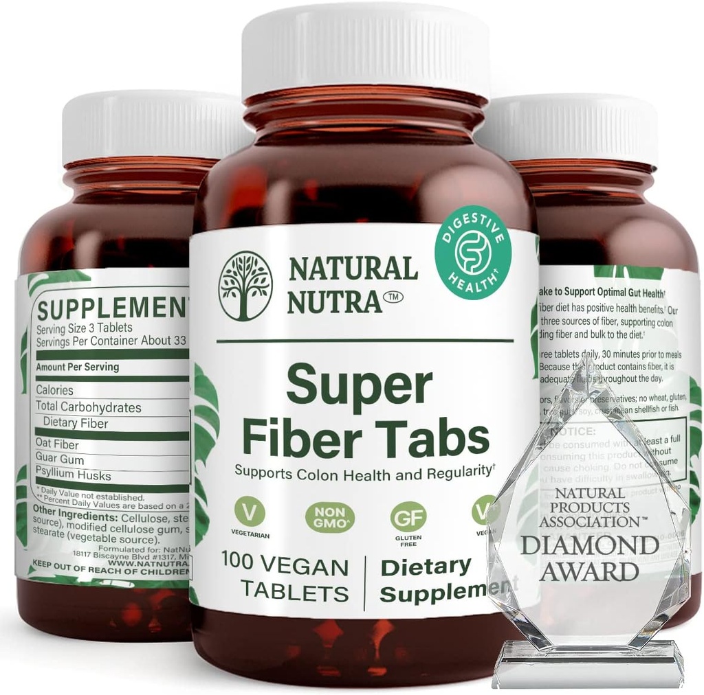 Natural Nutra Super Fiber Supplement, Podporuje trávenie a kardiovaskulárne zdravie, Správa hmotnosti, chráni zdravie pokožky, Boost Heart Health a imunitný systém, Non GMO, Gluten Free, Vegan, 100 Vegan