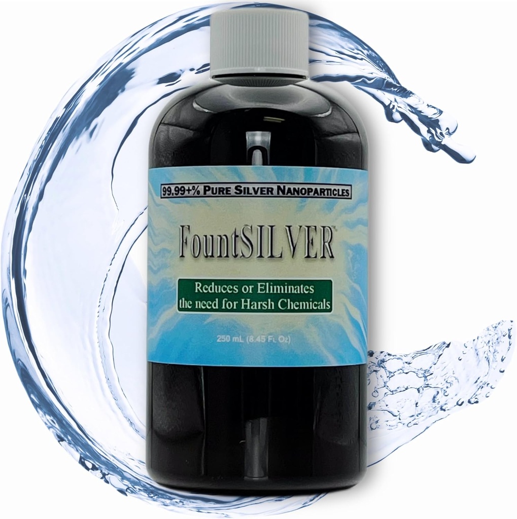 FountSILVER Fontána úprava vody - koncentrované pravé koloidné striebro - 250 ml (8,45 Fl Oz) v jantárovej fľaši bez obsahu BPA