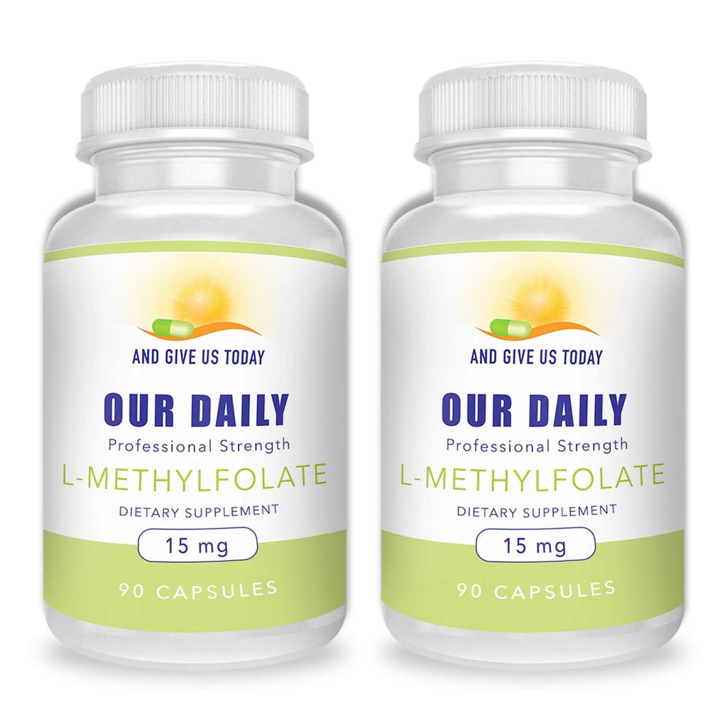 A PODAŤ NÁŠ DNES DAILY L-metylfolát 15 mg (2 fľaše) - 180 kapsúl - Profesionálna sila aktívny metyl folát - 5-MTHF doplnok - non GMO, bez lepidla, bez plnív