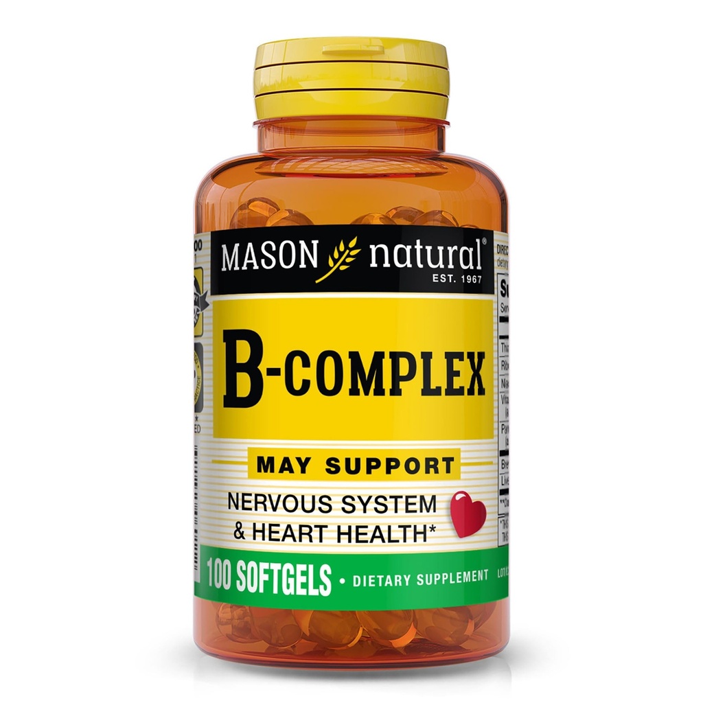 MASSON NATURAL Vitamin B, Complex, 300, Denné zásobovanie, pre normálnu podporu nervov a energetický metabolizmus, 100 Softgels (Pack of 3)