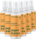 ATTITUDE Hand Sanitizer Spray, EWG Overené, zabije Germs & Baktérie, Vegan & Plant-Based, Sejf pre dospelých a deti, Orange Blossom & Eucalyptus Scent, 3.38 Fl Oz (Pack of 6) (Spray Bottle)