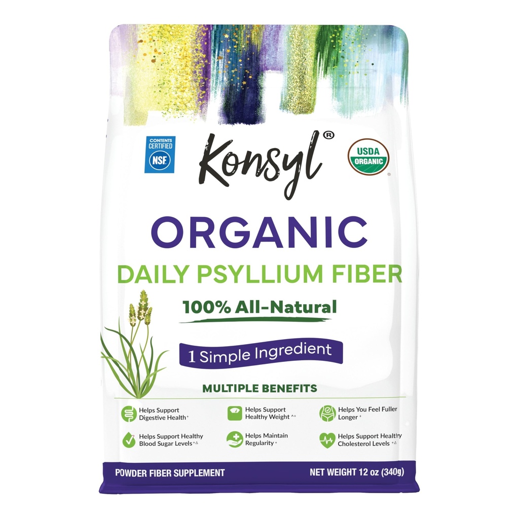 Konsyl Organic Psyllium Husk Powder, 5g Plant Based S Rozpustné Fiber per Serving 