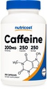 Nutricost Tabletky kofeínu, 200mg na službu (250 Caps)