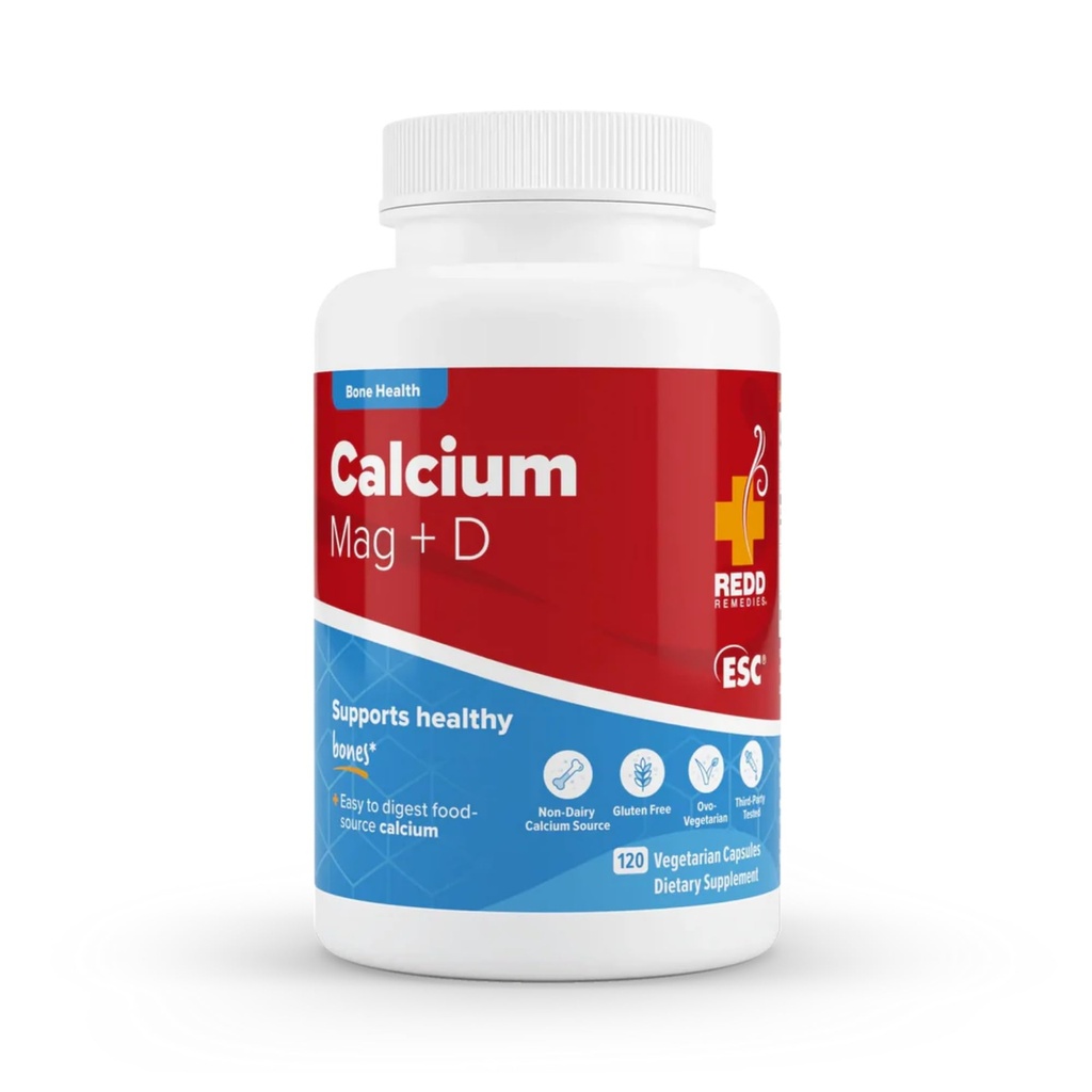 Redd Remedies, Calcium Mag + D, Vitamín D3 a vápnik pre silnú podporu kostí, 120 Vegetariánske kapsule
