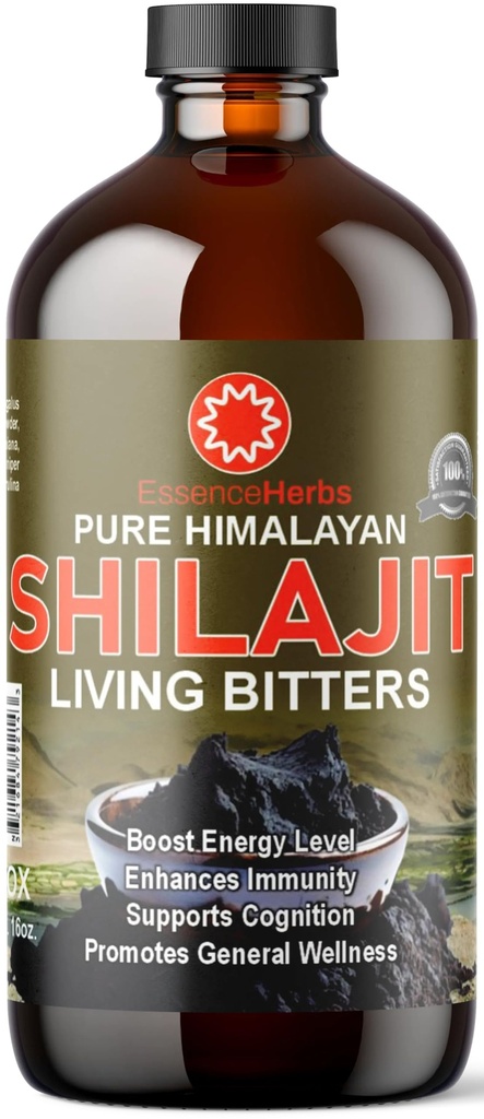 Essence byliny Shilajit bitters Liquids Vyrobené s Shilajit, Moringa, Black Seed, & More (Pack of 1)