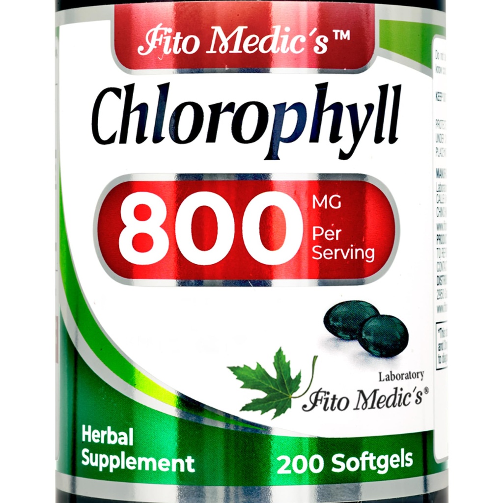 FITO MEDIC'S Lab - Chlorofyl - Pure - 800 mg per Serving- 200 Softgels - Chlorofyl Capsulses - Detox Cleans, Greens Supplements- Chlorofyl Pills - Ultra vysoká absorpcia.