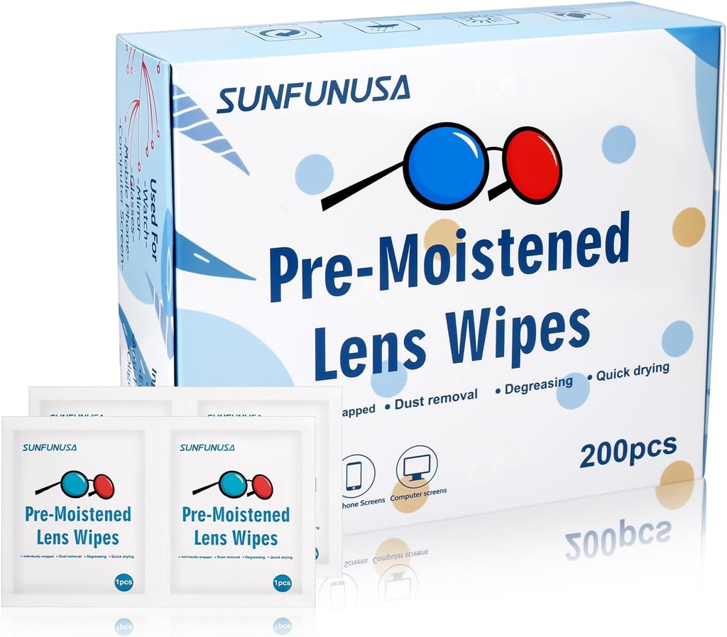 200 Počet šošoviek Čistenie Wipes-Pre-Moisted Individuálne zabalené okuliare Wipes Optické Screen Čistič pruhu zadarmo Rýchle sušenie