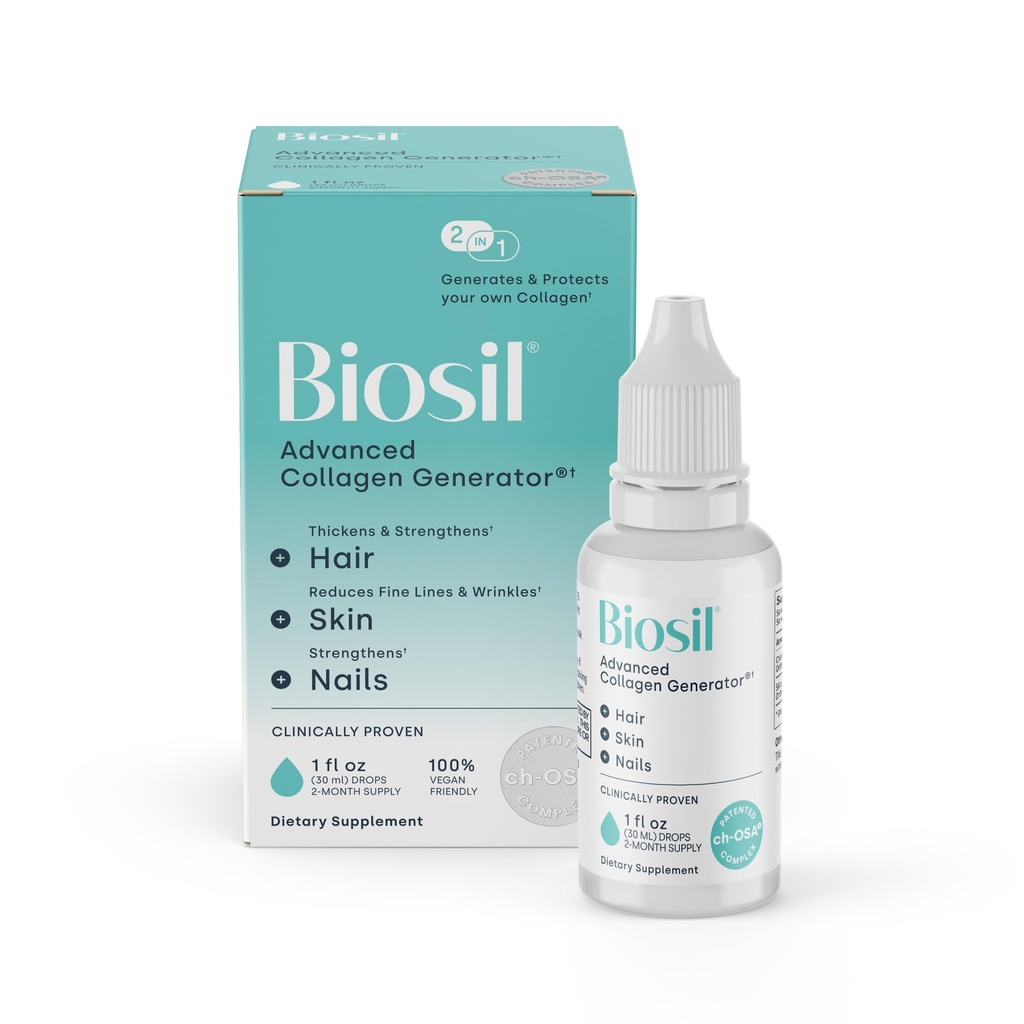 Biosil Collagen Booster doplnok - 1 fl oz kvapky - Patentovaný ch-OSA Aktivátor pre pokožku, vlasy, nechty a kĺby - podporuje prírodnú výrobu - 60-Deň dodávky