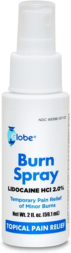 Globe Burn Spray, Lidokaín 2%. Topická anestetická bolesť úľava a numbing 2 oz sprej fľaša