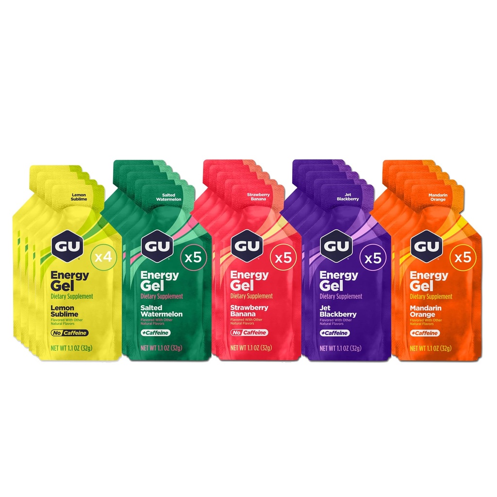 GU Energy Original Sports Nutrition Energy Gel, Vegan, Gluten-free, Košer, a Dairy-free On-the-Go Energy for Any Workout, 24-Count, Rôzne ovocné príchute