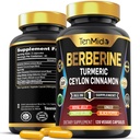 Berberine Supplement - 7in1 Formula - Kombinácia s Turmeric, Royal Jelly, Ceylon škorica, Ginkgo Biloba, Ginger & Black Pepper - Tráviace zdravie, Immune Support - 120 Kapsule
