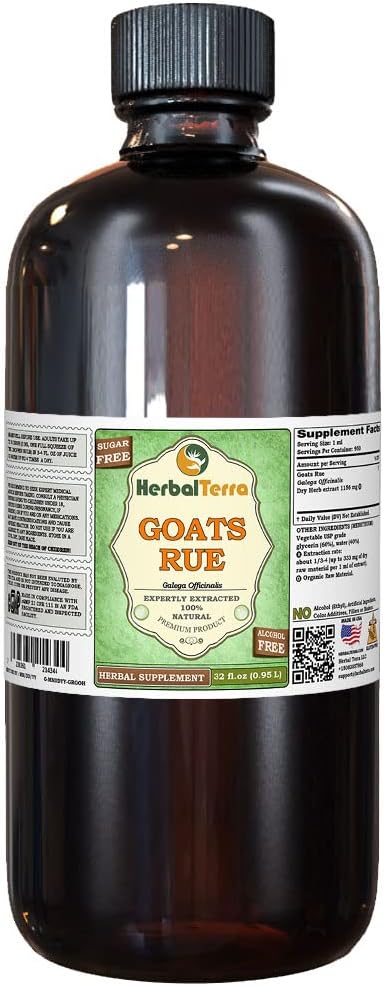 Kozia ruža (Galega officinalis) Glycerit, organický sušený bylinný tekutý extrakt bez obsahu alkoholu (názov brada: bylinný tera, hrdo vyrobený v USA) 32 fl.oz (0,95 l)