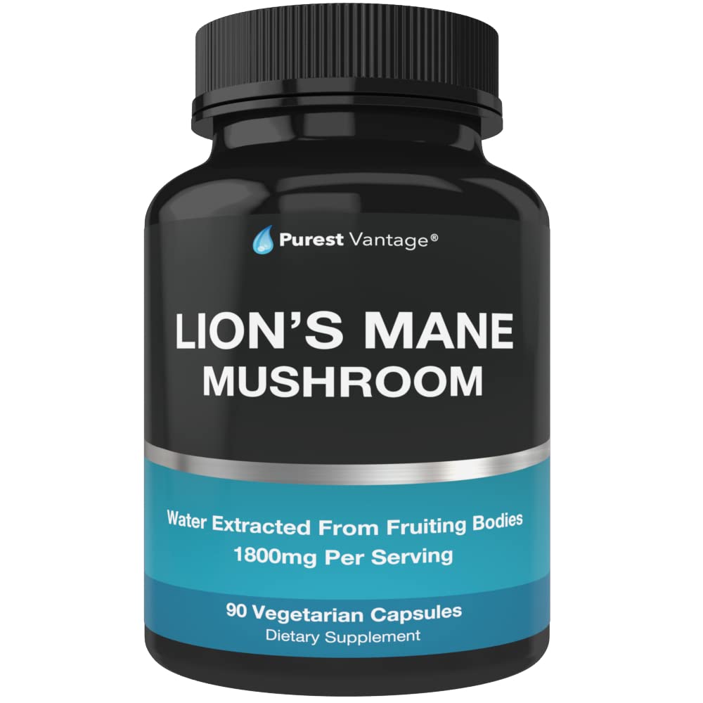 Organické Lions Mane Mushrom Capsulas - 1800mg Lion's Mane Mushrom Supplement Grown in USA - Noottropic Brain Supplement and Immune Support - Lions Mane Extract Powder - 90 Veggie Caps