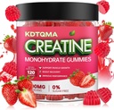 Monohydrát kreatínu Gummy pre mužov a ženy 120 CT - 5600 mg Kreatín monohydrátu na porciu, žuvateľný Kreatín monohydrát na podporu svalov a energie Boost, bez cukru, Vegan (jahodová aróma)