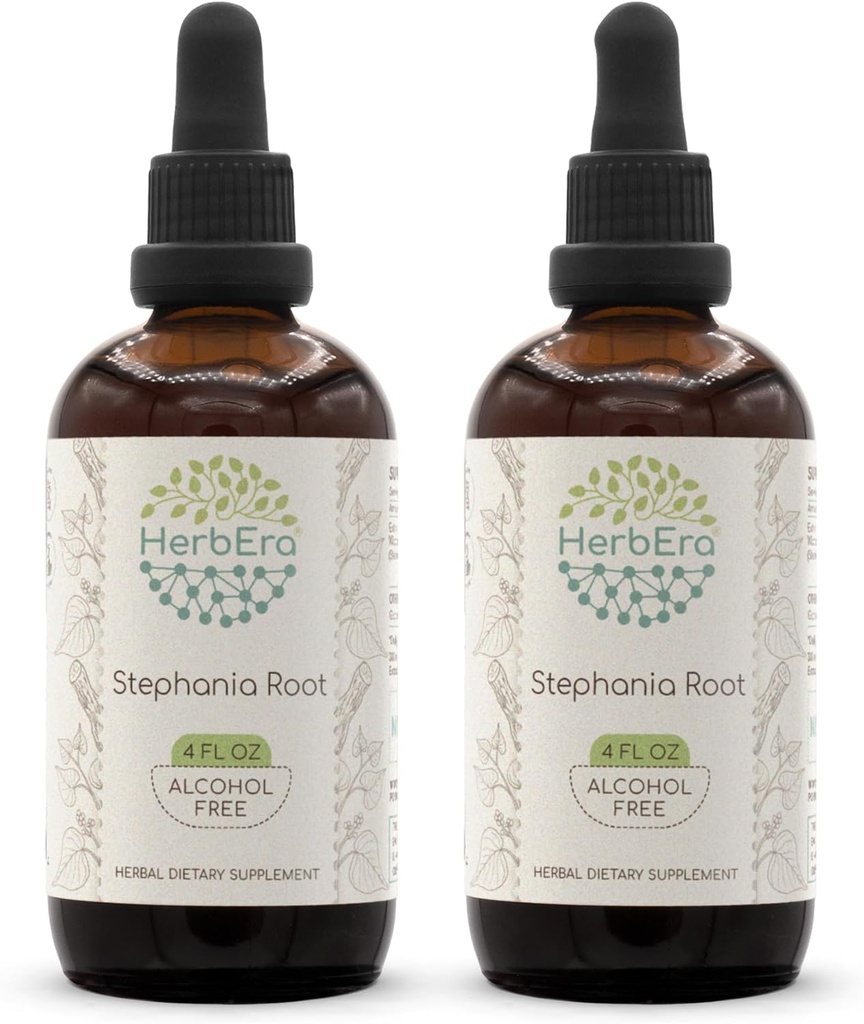 HerbEra Stephania Root B120(2ks) Bezalkoholový bylinný extrakt Tinktúra, koncentrované kvapalné kvapky prírodné Stephania Root (Stephania Tetrandra) Sušený koreň (2x4 fl oz)