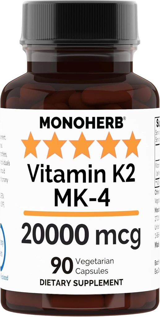 MONOHERB Vitamín K2 ako menatetrenon MK-4 20000 mcg v kapsule - 90 Veg kapsuly