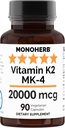 MONOHERB Vitamín K2 ako menatetrenon MK-4 20000 mcg v kapsule - 90 Veg kapsuly