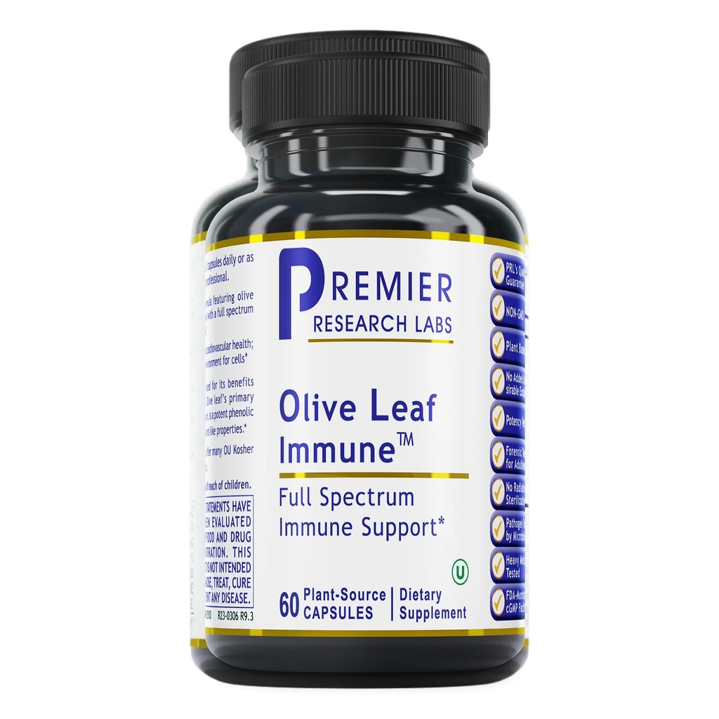 Premier Research Labs Olive Leaf Immune - Olive Leaf Extract Capsules, The Olive Leaf Pills with Phytonutrient Oleuropeinm, Herbal Supplement for Immune & Heart Health Support - 60 Vegetariánske kapsule