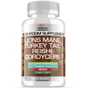 Stamiron Lions Mane Supplement Turkey Tail Mushrom Capsulas with Cordyceps Extract & Reishi Huby - Alt to Mushrom Gummies, Mushrom Powder, Mushrom Coffee - 90 Count