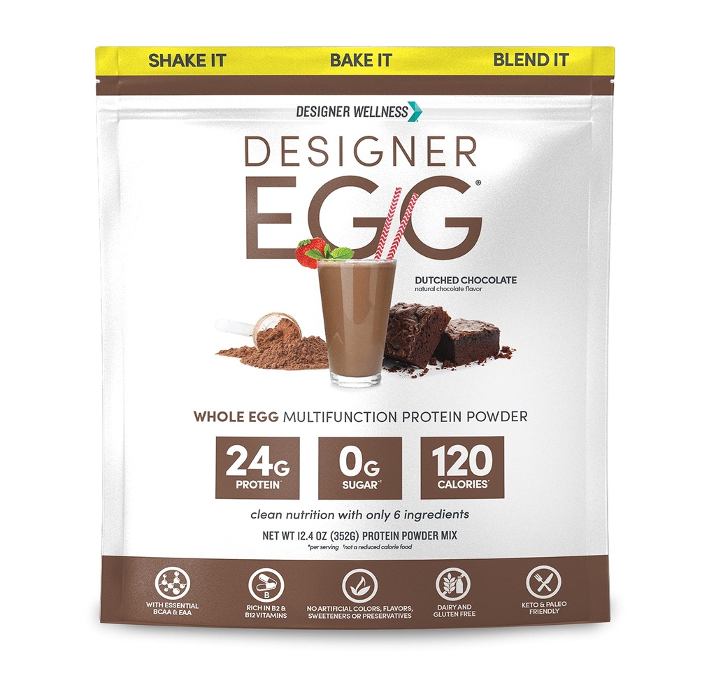 Designer Wellness, Designer Egg, Natural Egg Yolk & White Protein Powder, Keto and Paleo Friendly, Low Calorie, Menej tuku a cholesterolu, holandská čokoláda, 12.4 Ounce