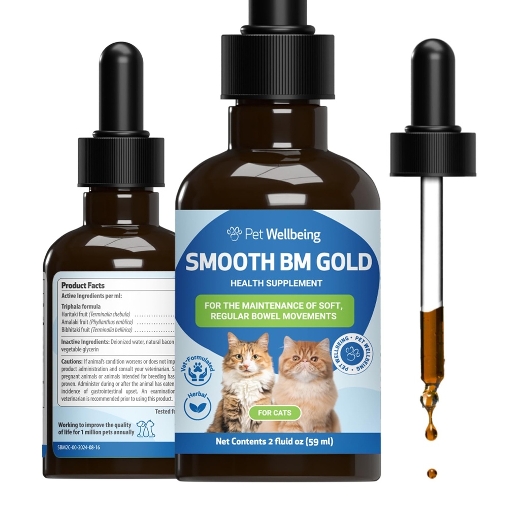 Pet Wellbeing Hladké BM Gold pre mačky - Jemné Zápcha Relief pre Felines - Prírodné bylinné doplnok 2 oz (59 ml)