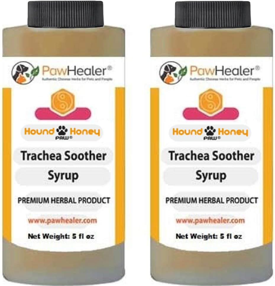 PawHealer Trachea Sother Sirup 2PAK Hound Honey - Prírodné bylinné Remedy pre príznaky Collapsed Trachea - Chutí dobre - jednoduché podanie (5 fl oz/ea) ...