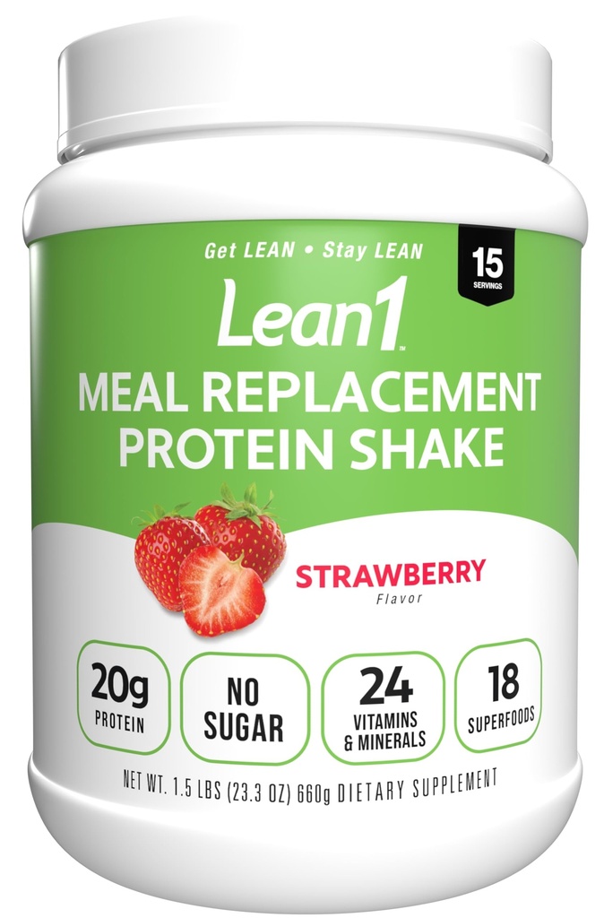 Lean1 Náhradné jedlo proteín Shake, Jahodová chuť, 15 Slúžiť Tub