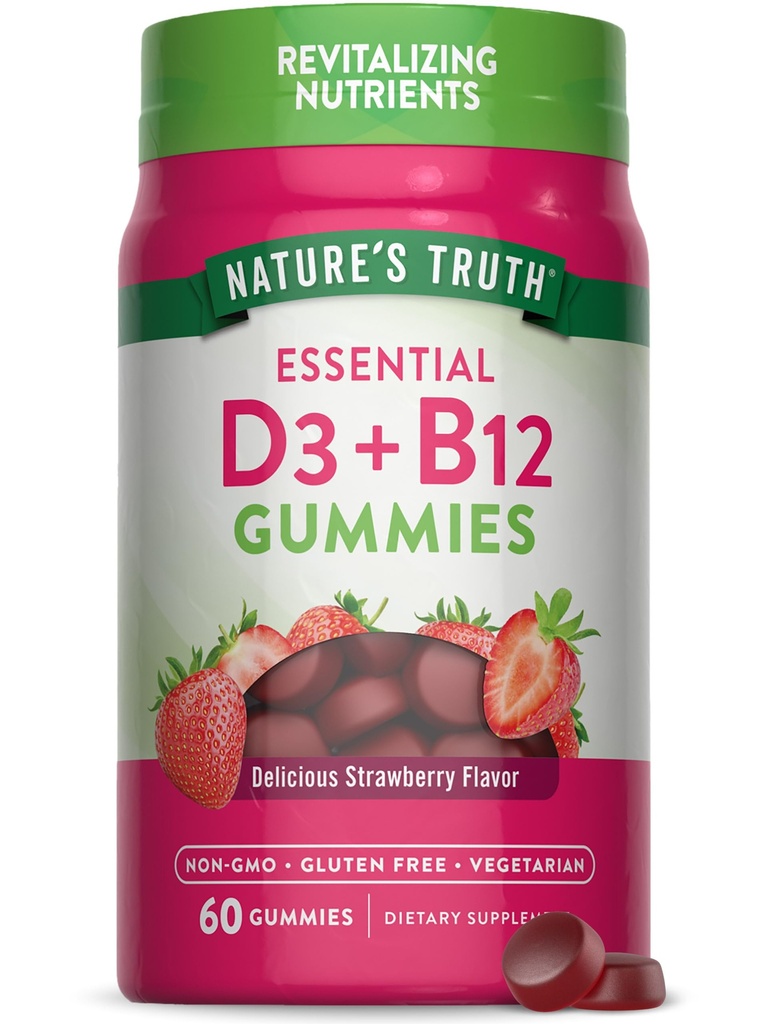 Pravda prírody vitamín D3 a B12 Gummy pre dospelých 