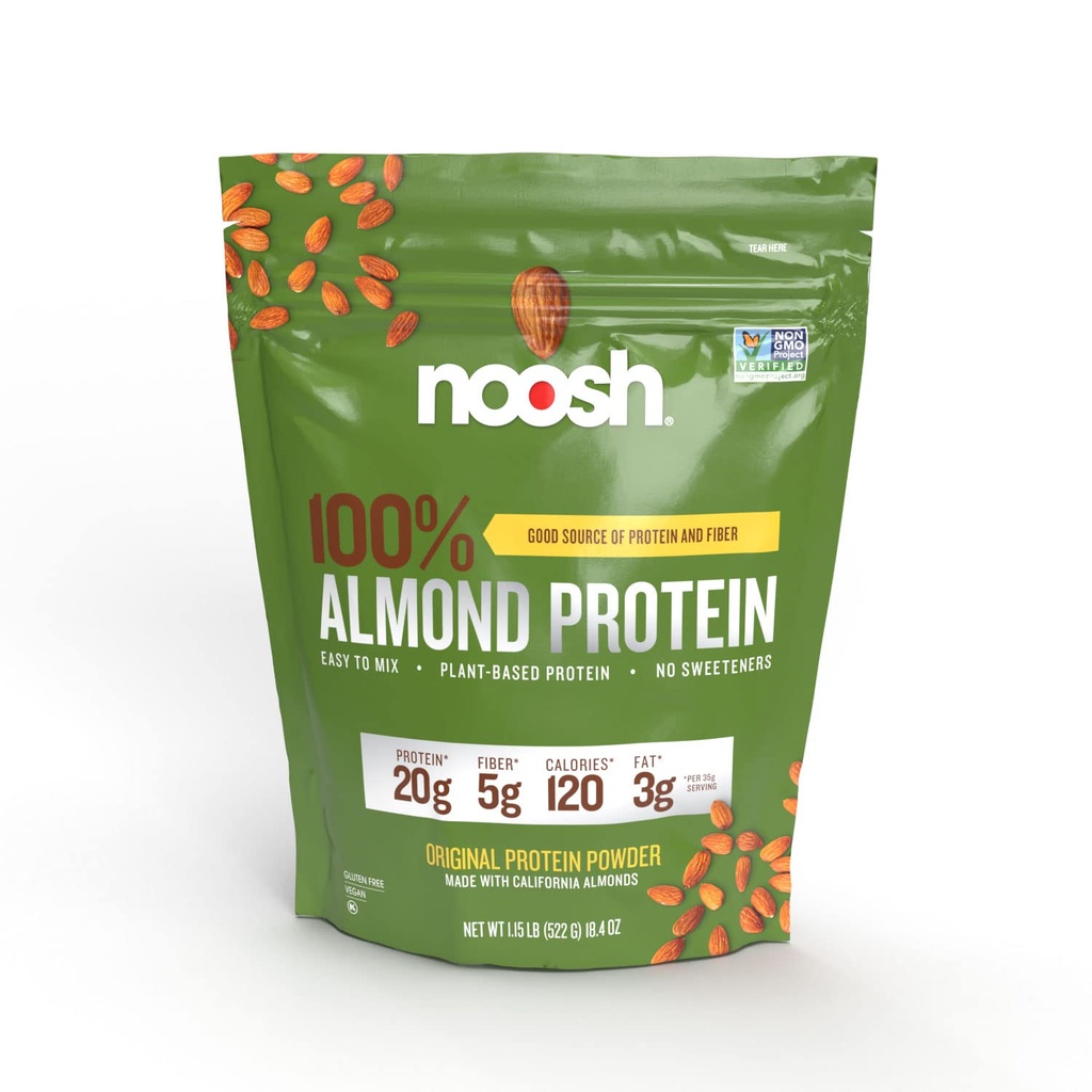 NOOSH Plant Based Almond Protein Powder Unflavred 35 Gram - Vegan, Všetky prírodné zložky, Non-GMO, Gluten Free, Kosher, Arašidové bez, Soy Free, Dairy Free (Nechutný)