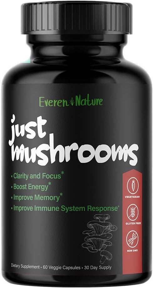 Len huby - Lion's Mane, Turkey chvost, Cordyceps, Reishi a viac - Prírodná energia - Nootropic Brain Supplement - pre jasnosť a zameranie - Immune System Booster
