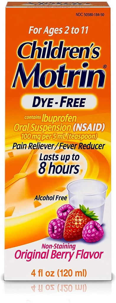Johnson & Johnson Motrin Children Formula, 4 oz, bezfarebná, Berry