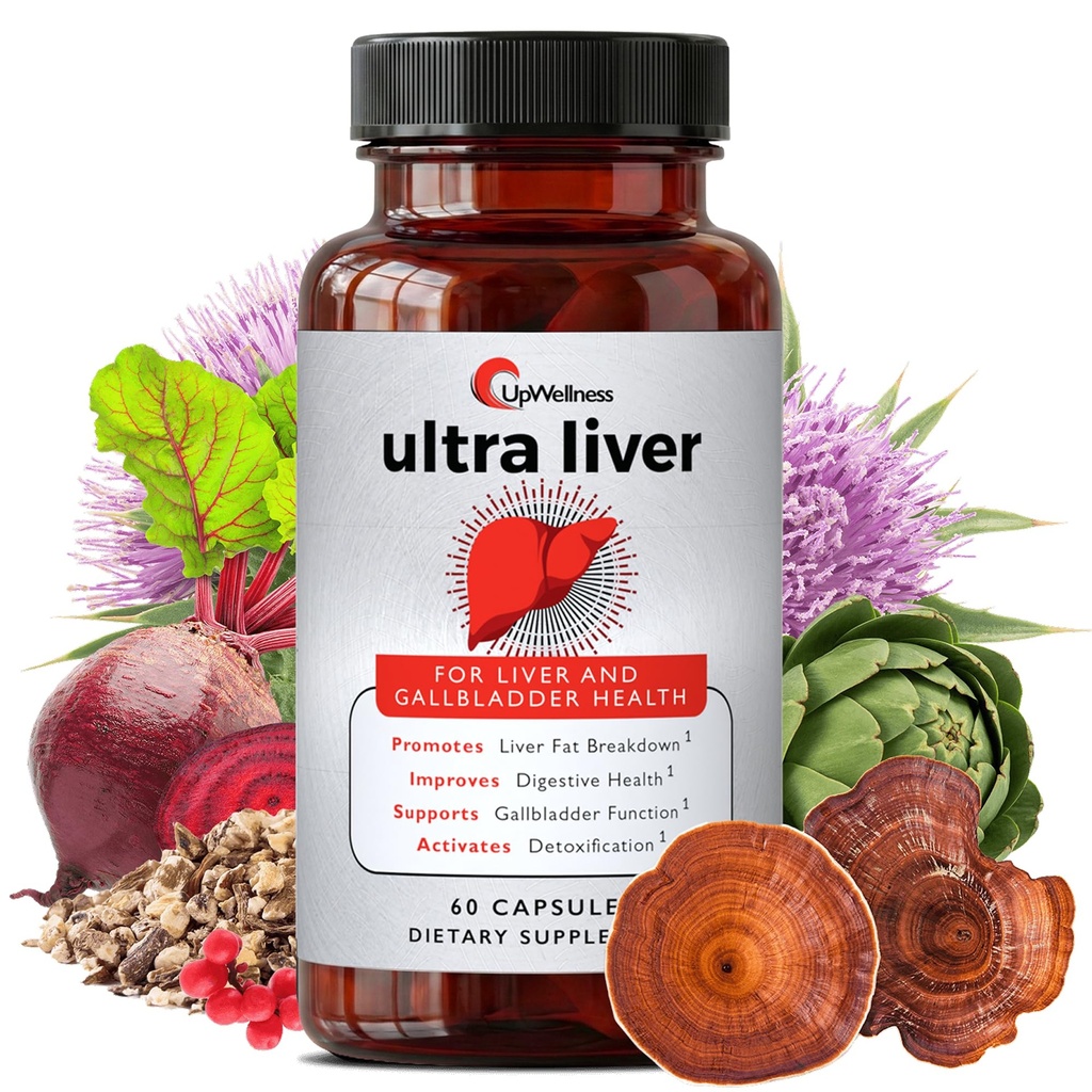 UpWellness Ultra Liver Supplement for Liver Support and Gallbladder Support - Powered by TMG, NAC Milk Thitle, and More - Pečeň čistí detox a opravy - 60 Kapsule