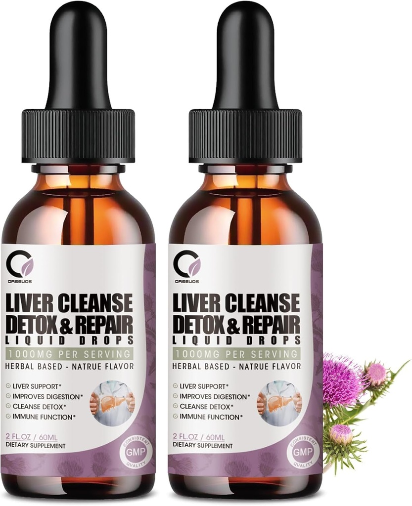 4 Fl Oz - Pečeň čistí Detox a opravy Tekuté kvapky - 1000 mg mlieka Thitle extrakt kvapky Dodatok pre čistenie pečene a detox, Antioxidant, Tráviaca podpora
